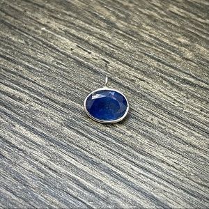 Beautiful Blue Sapphire Pendant Charm in solid 14k White Gold